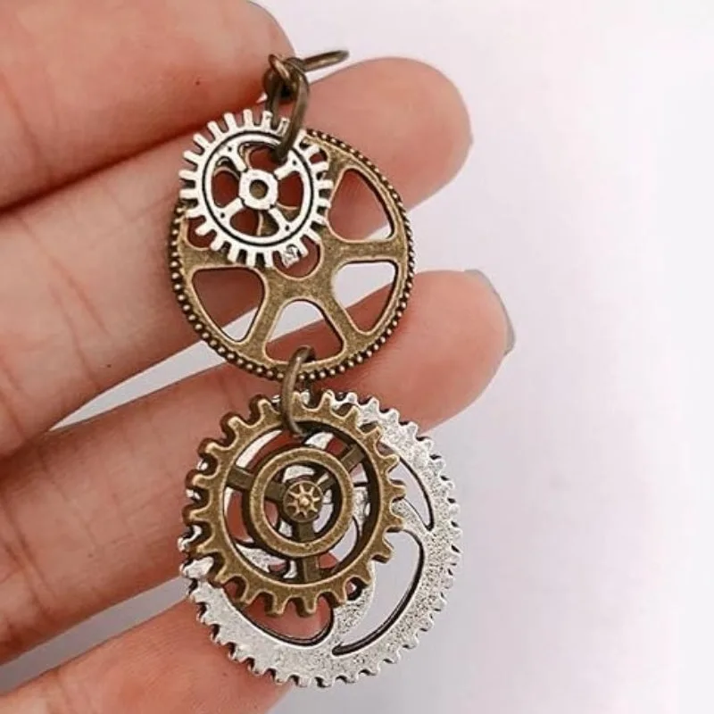 Ansicht 4 — Steampunk-Ohrringe – Zahnrad