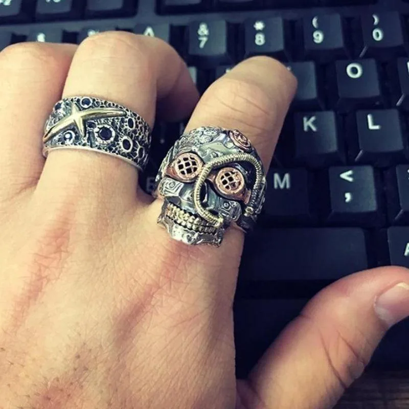 Ansicht 2 — Steampunk-Ring – Totenkopf
