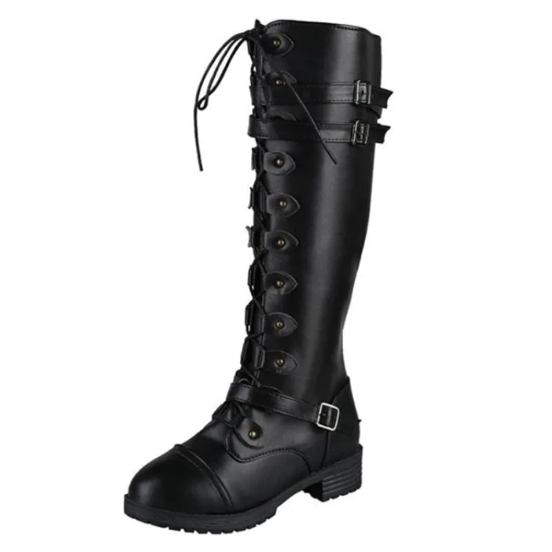 Steampunk-Stiefel – hoch flach