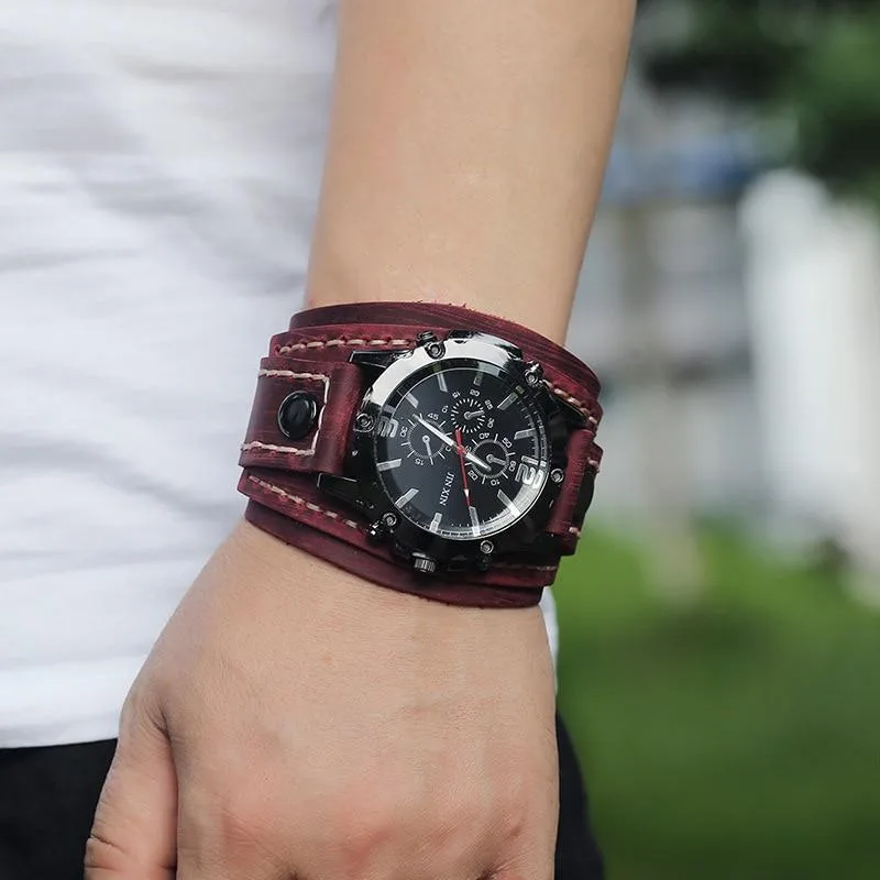 Ansicht 3 — Armbanduhr – Breit aus Leder