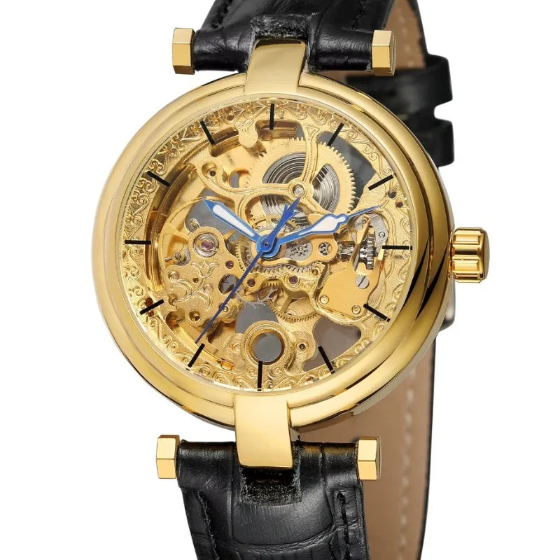 Skelettuhr für Damen – Armband Leder