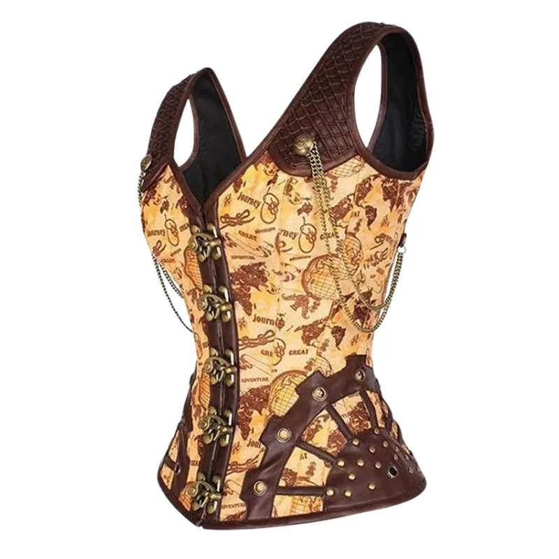Ansicht 3 — Steampunk-Korsett – goldfarben