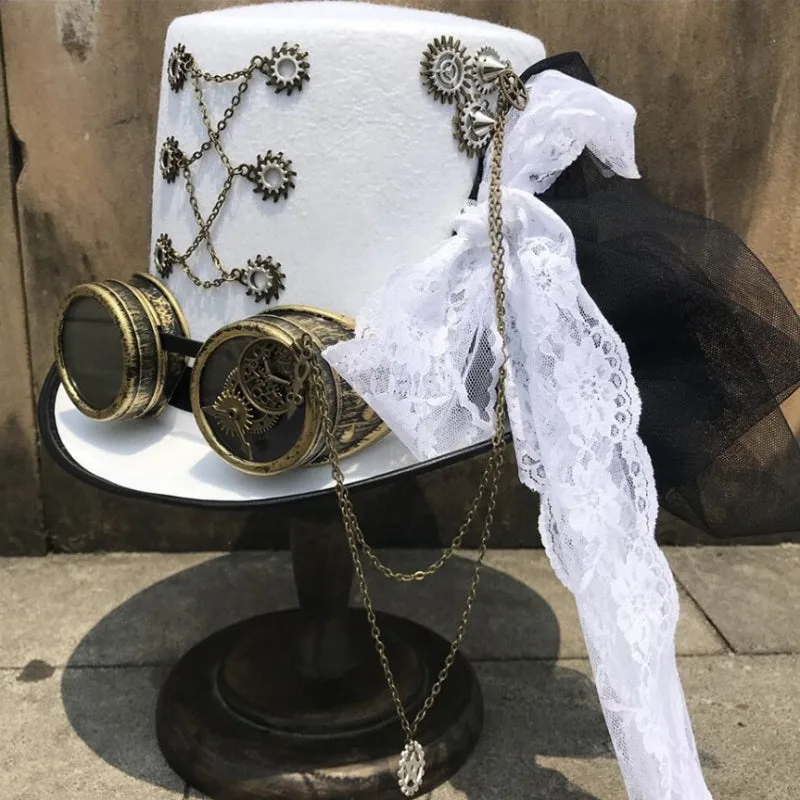 Ansicht 2 — Steampunk-Hut – weiß