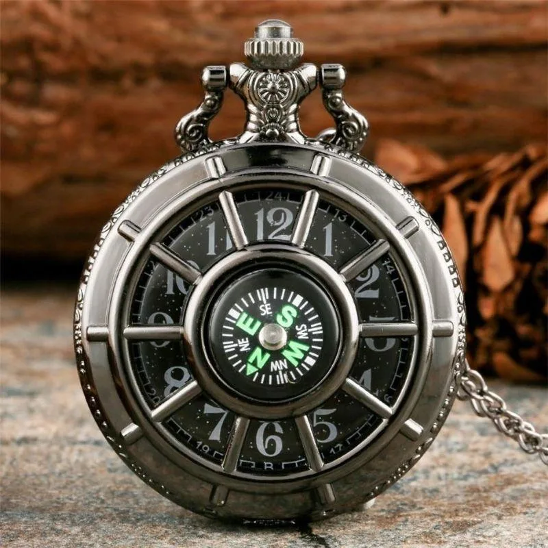 Ansicht 3 — Steampunk-Taschenuhr mit Kompassmotiv