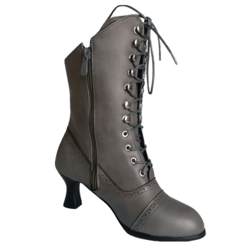 Ansicht 2 — Stiefeletten für Damen – grau mit Schnürung