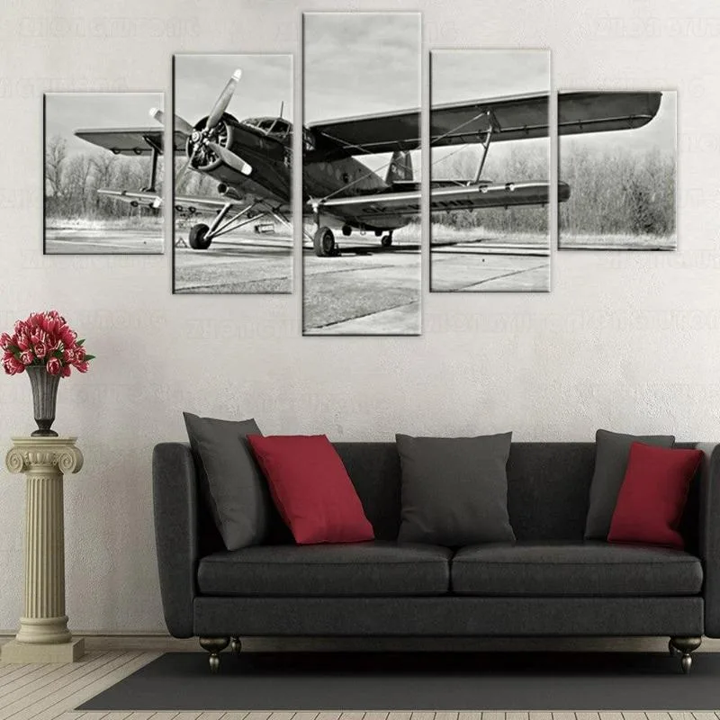 Ansicht 3 — Wandbild – Flugzeug schwarz und weiß
