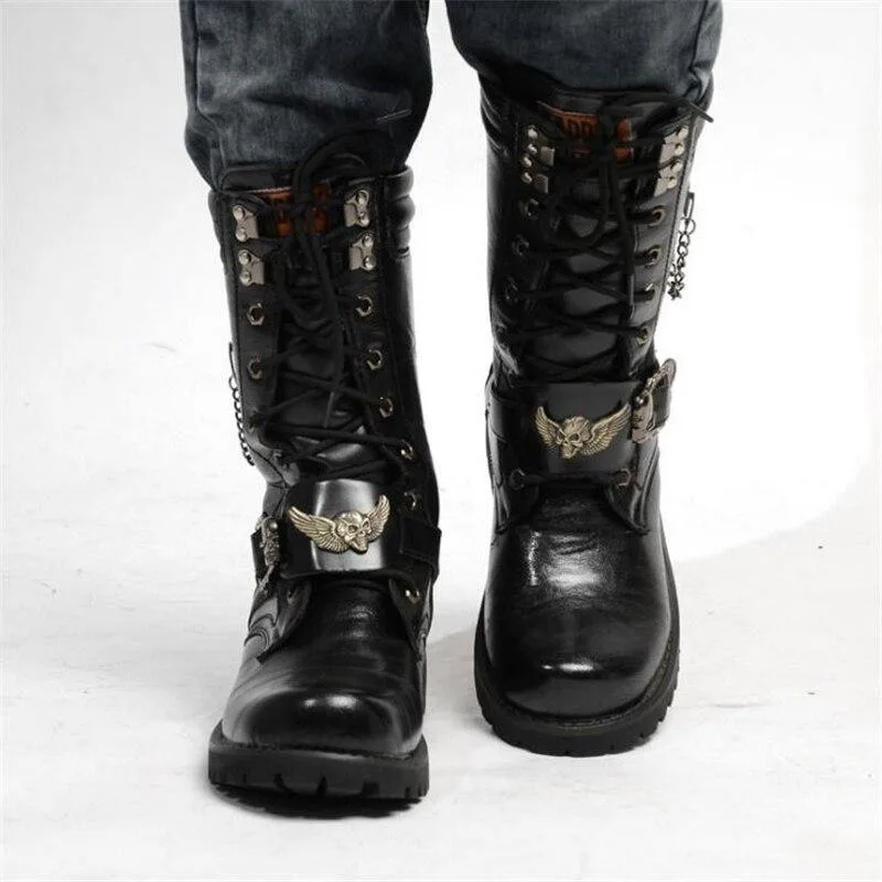 Ansicht 2 — Steampunk-Stiefel – Gothic Totenkopf