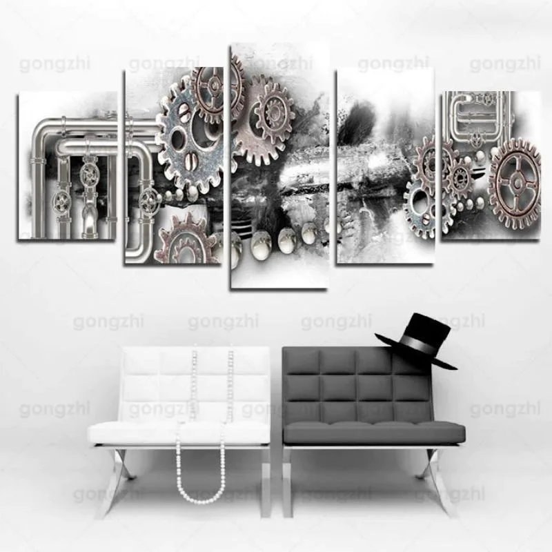 Ansicht 3 — Steampunk-Wandbild – Zahnrad Industriell