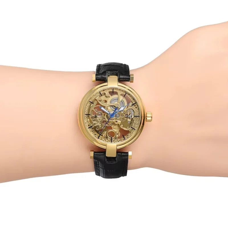 Ansicht 2 — Skelettuhr für Damen – Armband Leder