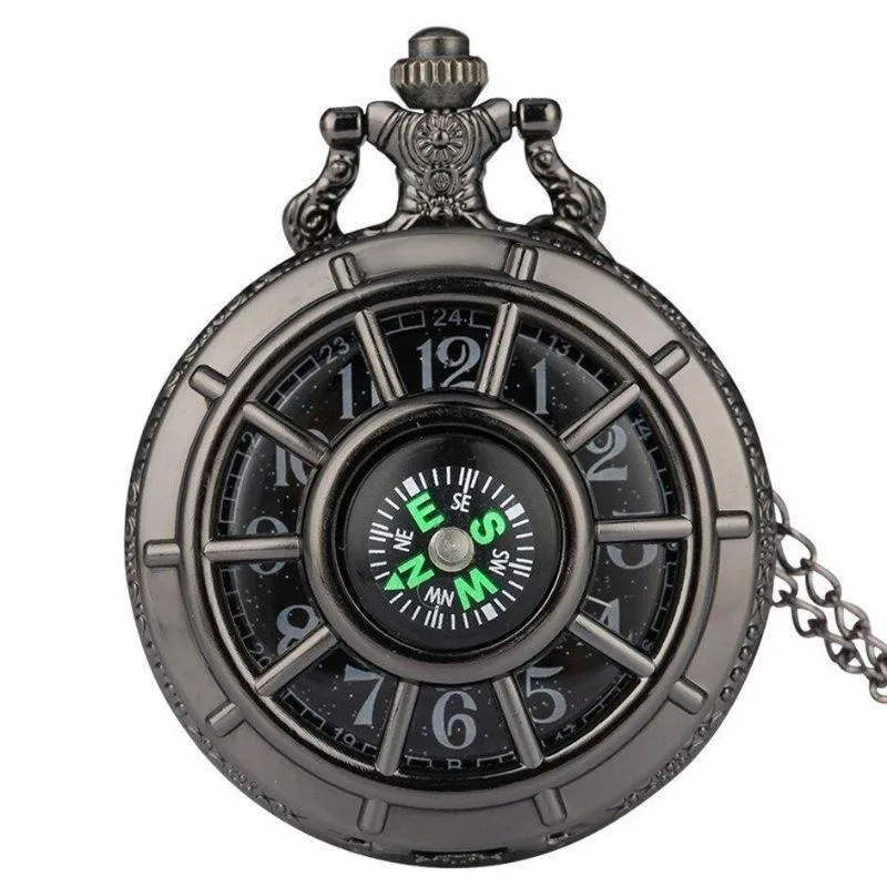 Steampunk-Taschenuhr mit Kompassmotiv
