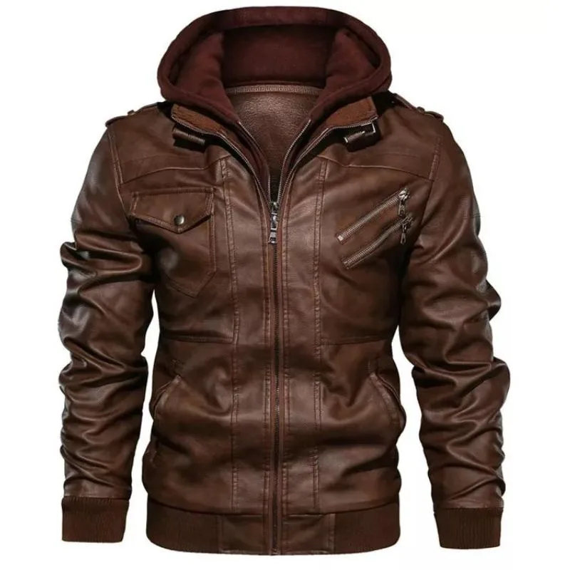 Jacke für Herren – PU-Kunstleder mit Kapuze Jacke für Herren – PU-Kunstleder mit Kapuze