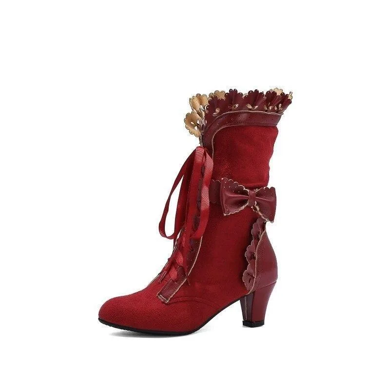 Steampunk-Stiefeletten – rot