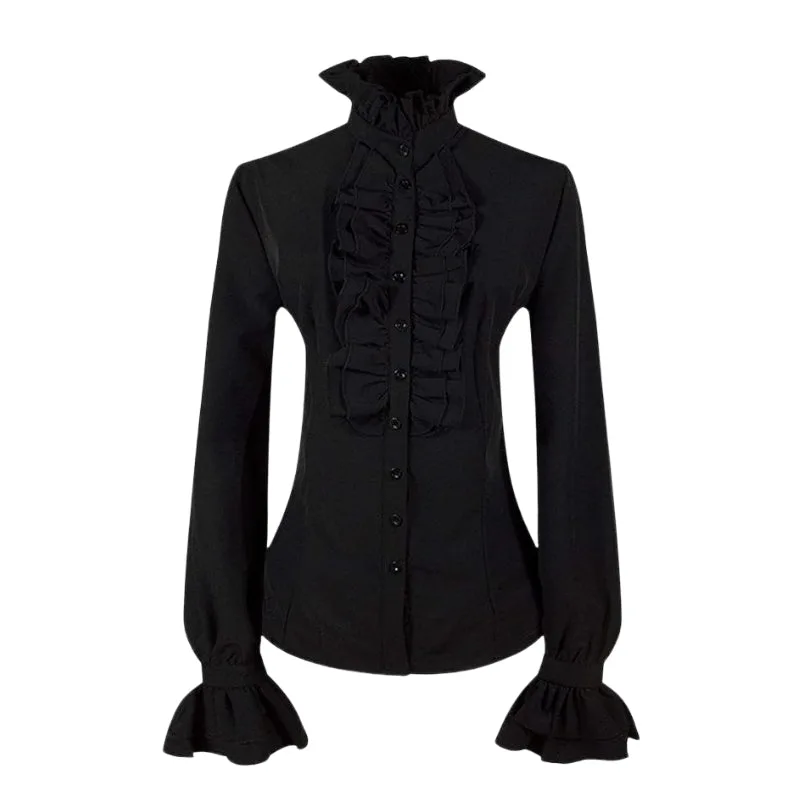 Bluse für Damen – viktorianisch mit Rüsche