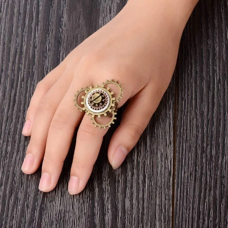 Ansicht 2 — Steampunk-Ring – Zahnrad