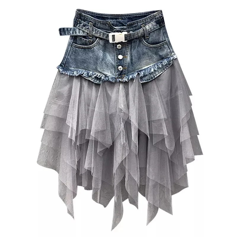 Ansicht 2 — Rock – Jeans und Tüll