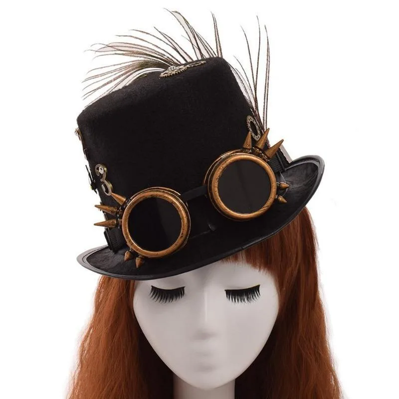 Ansicht 2 — Steampunk-Hut – mit Feder