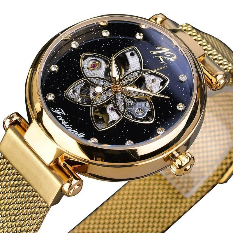 Steampunk-Uhr für Damen – goldfarben