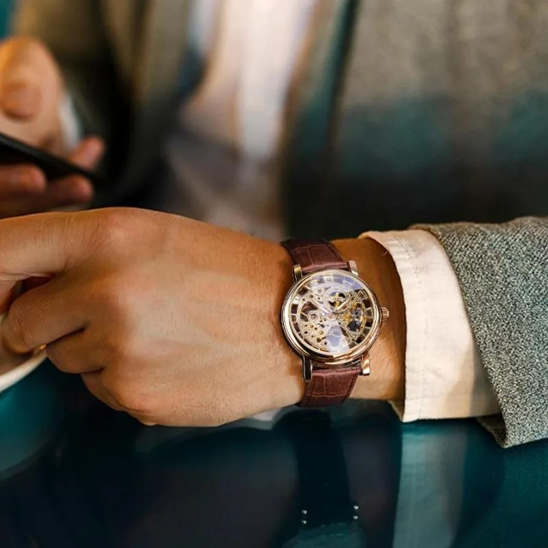 Ansicht 2 — Skelettuhr für Herren – Armband Kunstleder