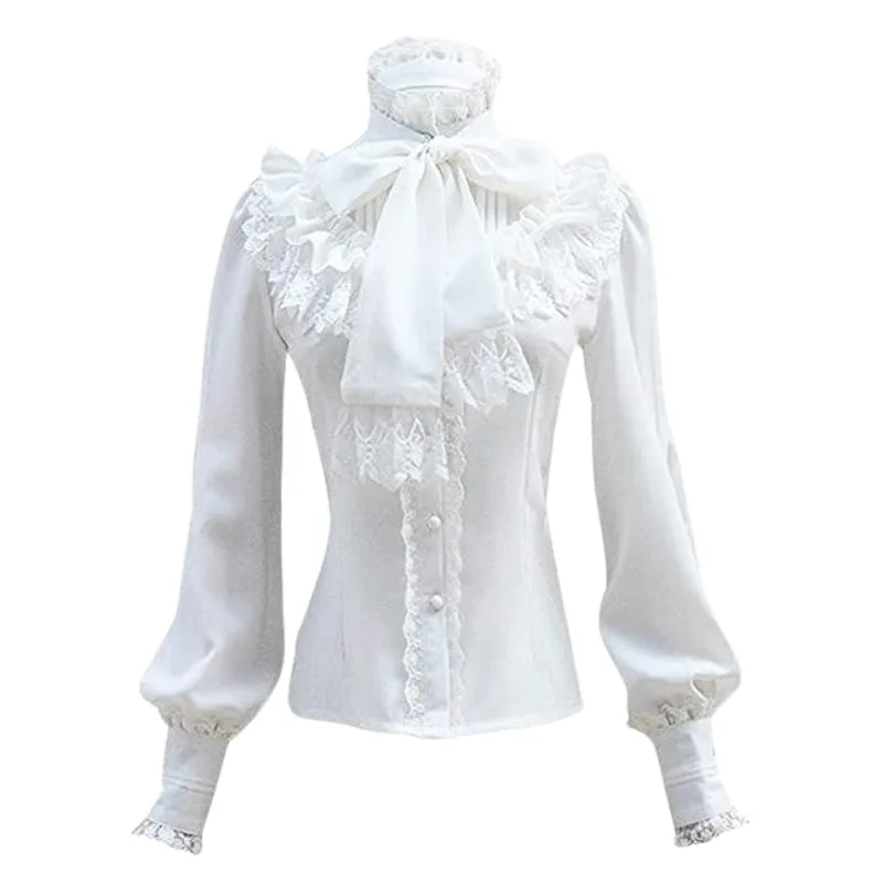 Steampunk-Bluse – viktorianisch weiß