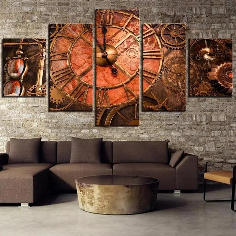 Steampunk-Wandbild – mit Uhr