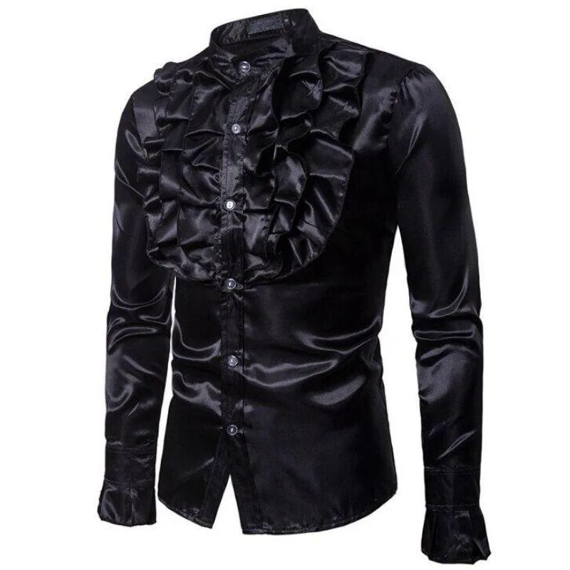 Steampunk-Hemd für Herren – Satin schwarz