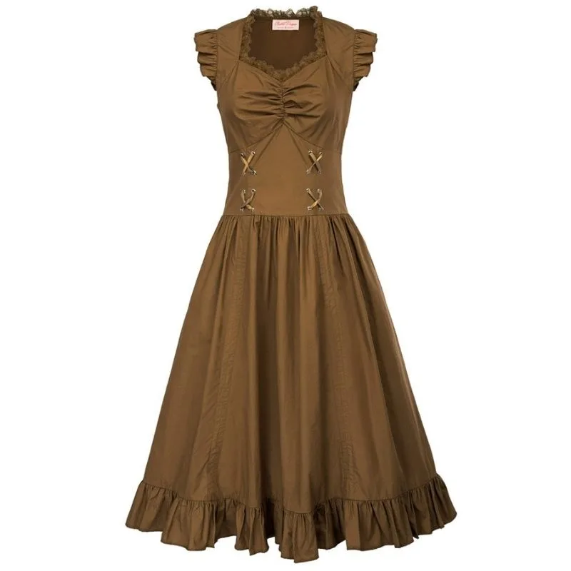 Steampunk-Kleid – lang braun