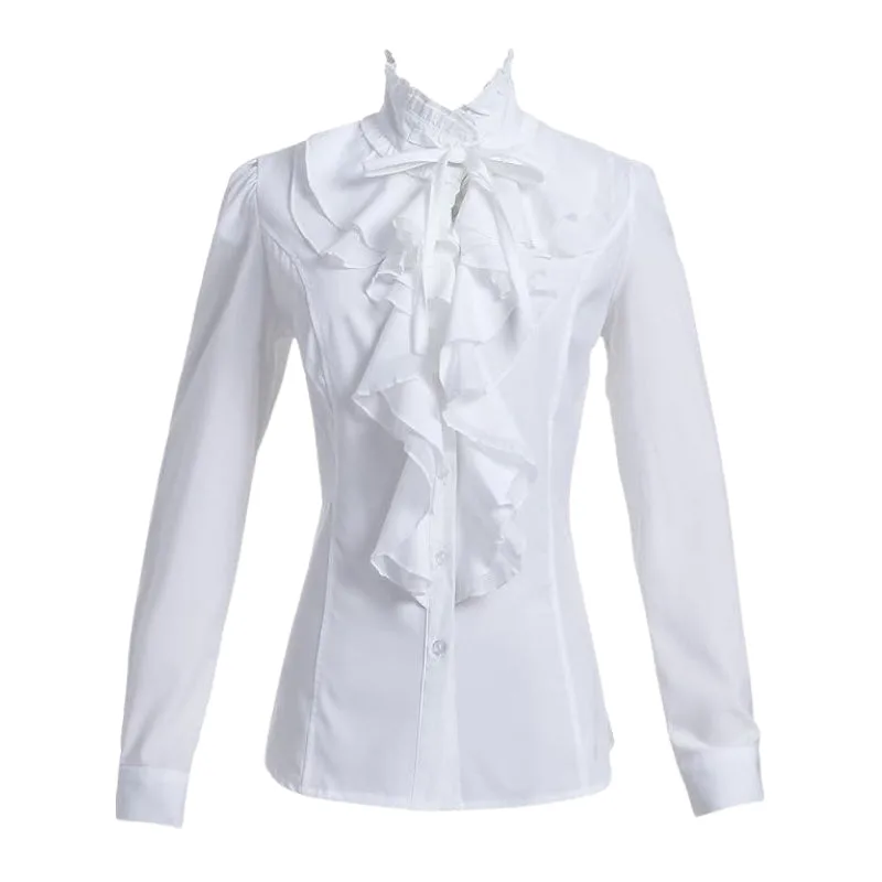 Bluse – weiß viktorianisch mit Jabot