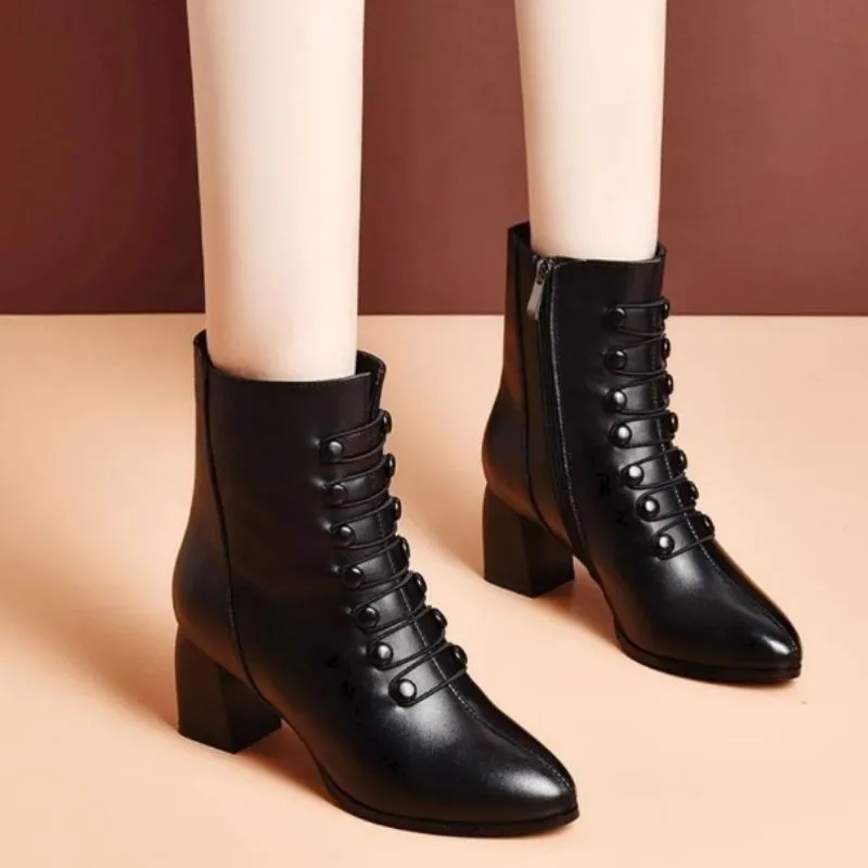 Ansicht 2 — Steampunk-Stiefeletten – mit Knöpfen PU schwarz