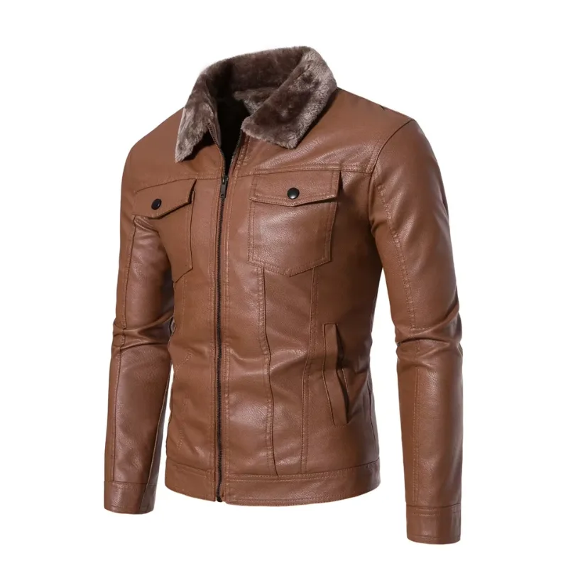 Jacke für Herren – Fliegerstil Kragen Fell