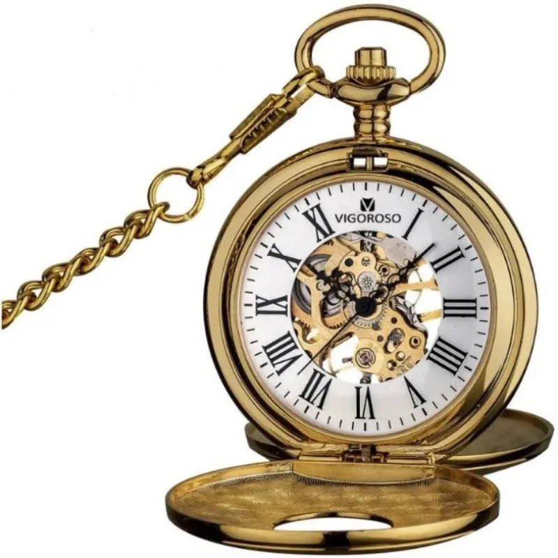 Ansicht 2 — Steampunk-Taschenuhr – goldfarben