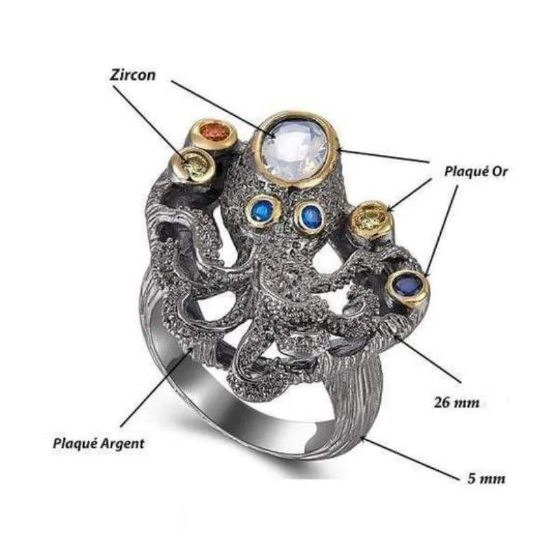 Ansicht 3 — Steampunk-Ring – Oktopus