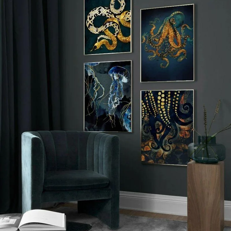 Ansicht 3 — Steampunk-Wandbild – Oktopus – Modell 3