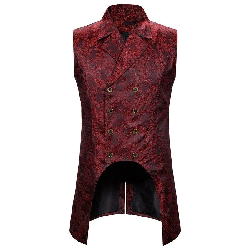 Jacke für Herren – Kostüm Gothic ärmellos rot