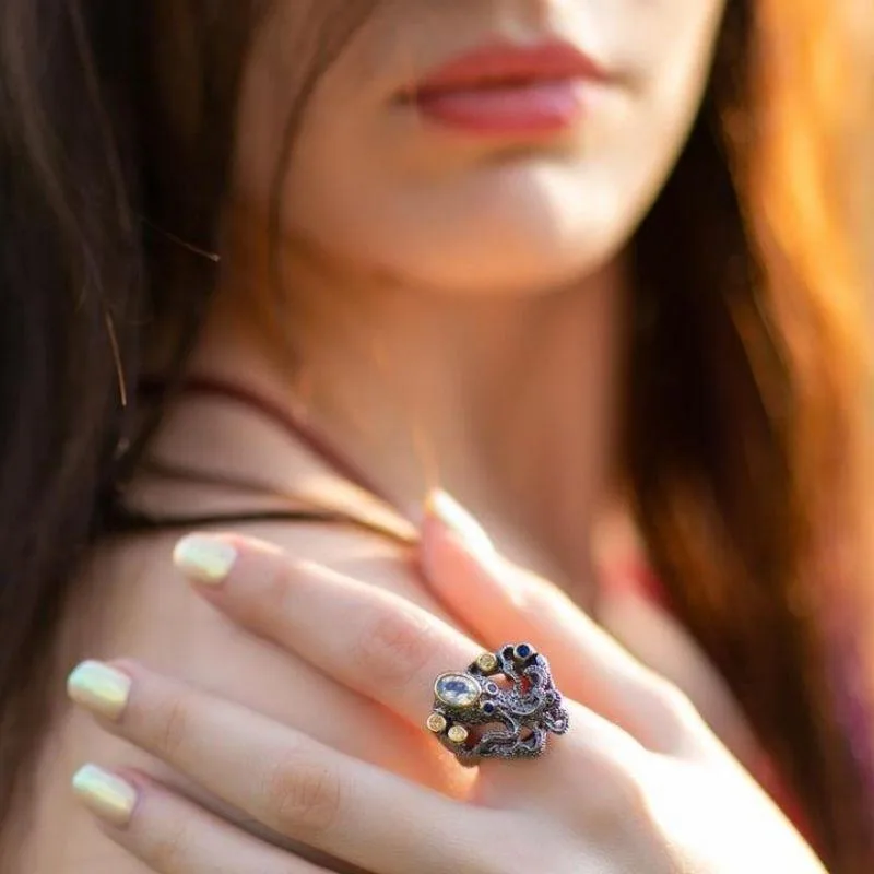 Ansicht 2 — Steampunk-Ring – Oktopus