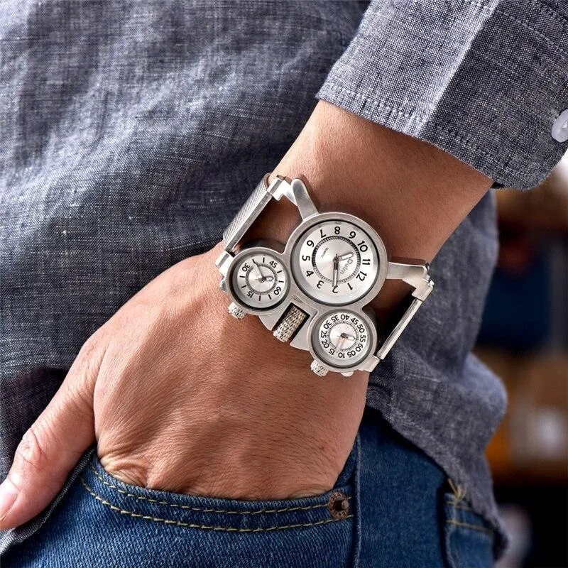 Ansicht 2 — Steampunk-Uhr für Herren – 3 Zifferblätter