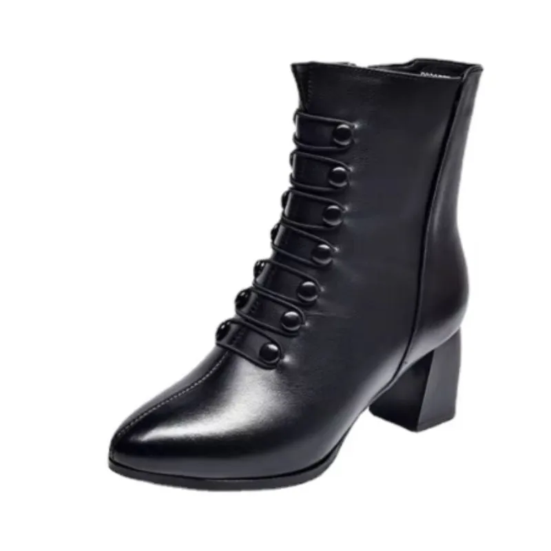 Steampunk-Stiefeletten – mit Knöpfen PU schwarz