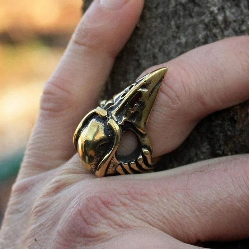 Ansicht 2 — Steampunk-Ring – Rabe Bronzefarben
