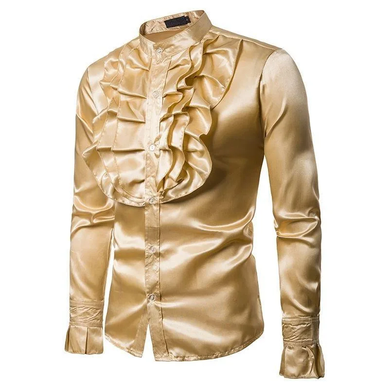 Steampunk-Hemd – aus Satin goldfarben