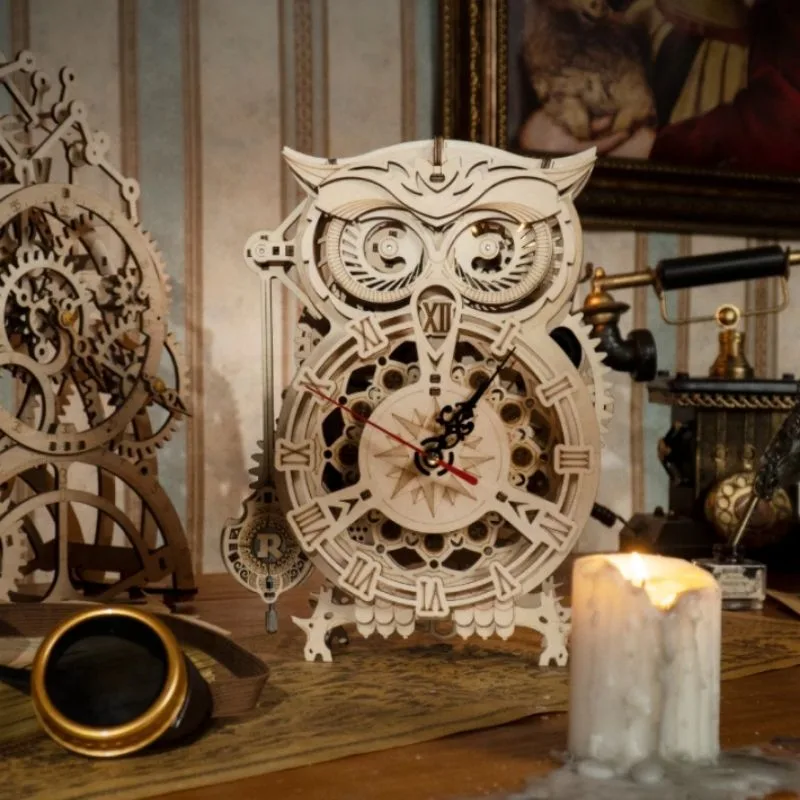 Ansicht 5 — Modellbausatz – Holz Uhr Eule