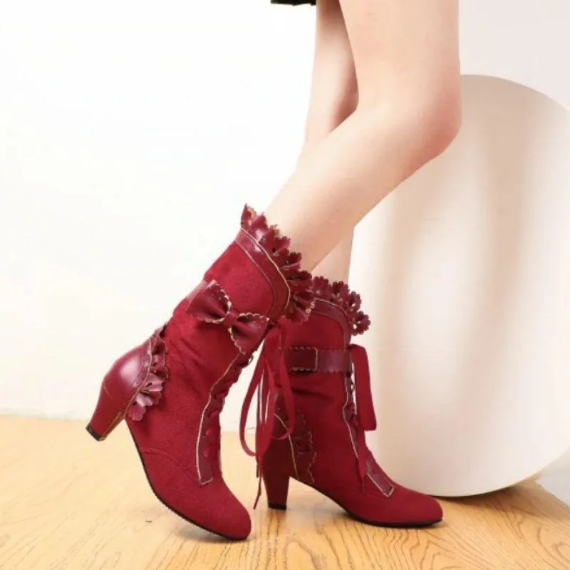 Ansicht 2 — Steampunk-Stiefeletten – rot