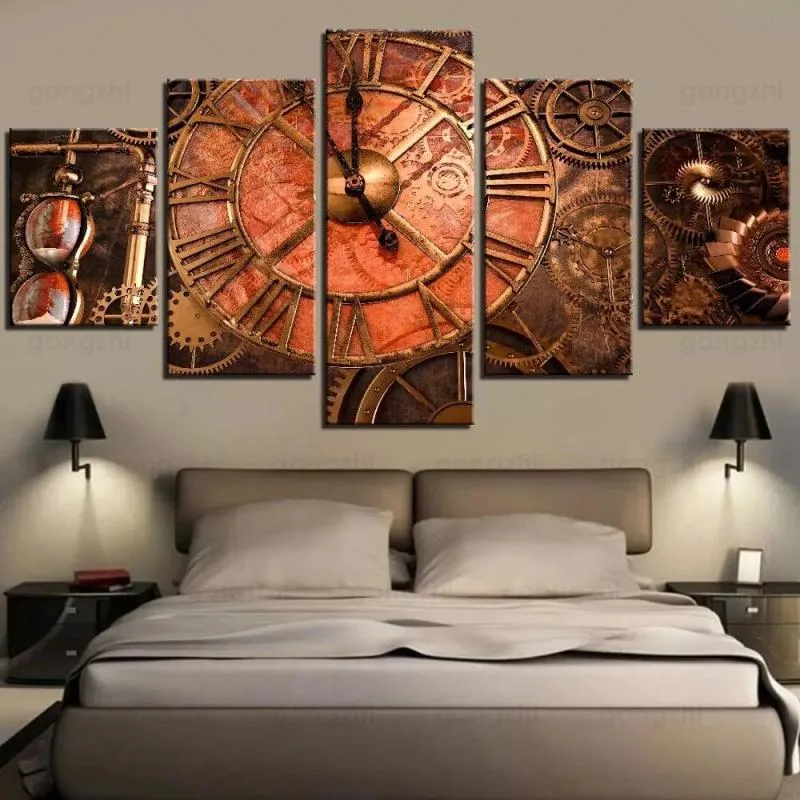 Ansicht 2 — Steampunk-Wandbild – mit Uhr