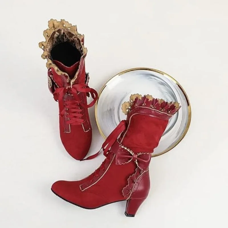 Ansicht 4 — Steampunk-Stiefeletten – rot