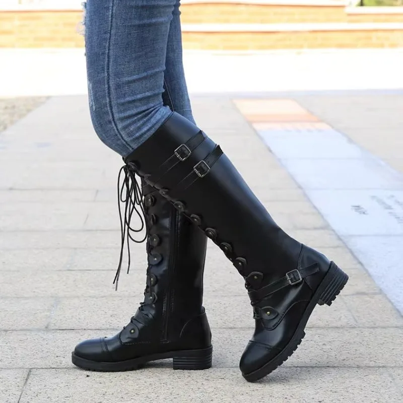 Ansicht 2 — Steampunk-Stiefel – hoch flach