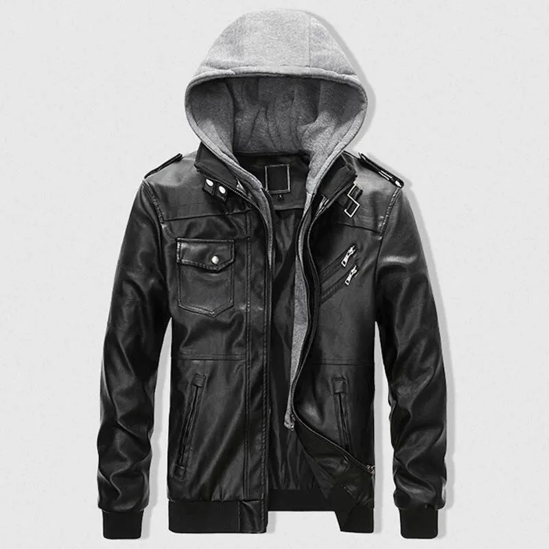 Ansicht 3 — Jacke für Herren – PU-Kunstleder mit Kapuze