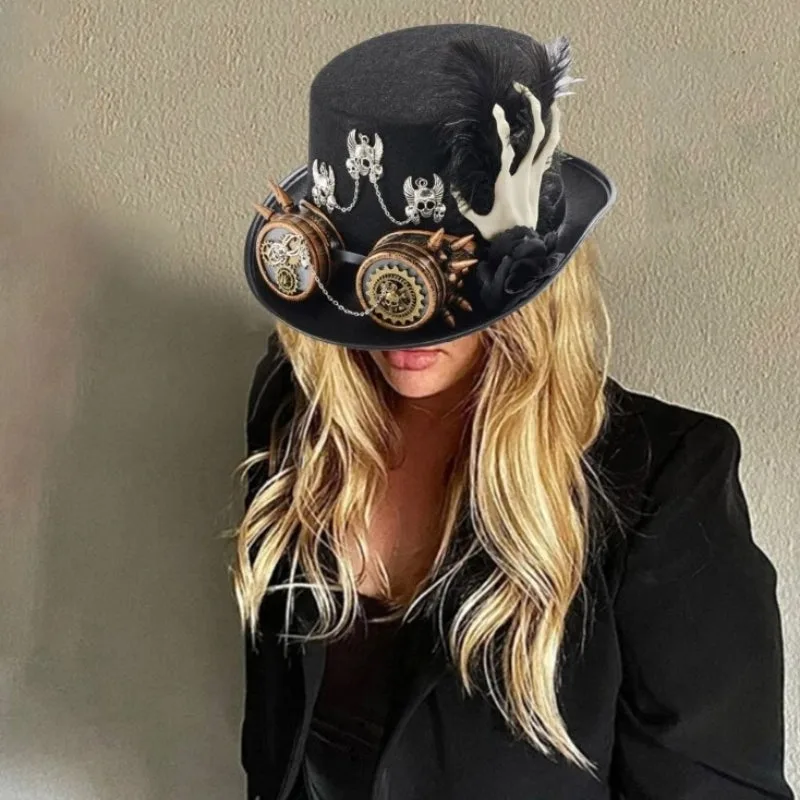Ansicht 2 — Steampunk-Hut – Totenkopf