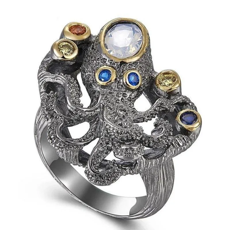 Steampunk-Ring – Oktopus