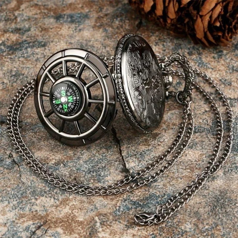 Ansicht 5 — Steampunk-Taschenuhr mit Kompassmotiv