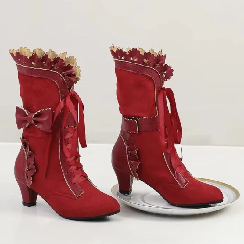 Ansicht 5 — Steampunk-Stiefeletten – rot